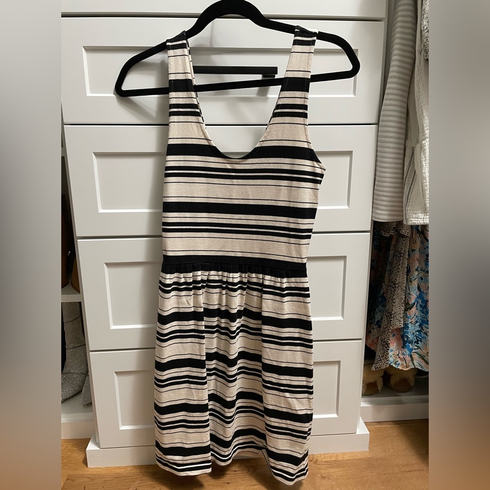 J. Crew Striped Button Back Sleeveless Dress